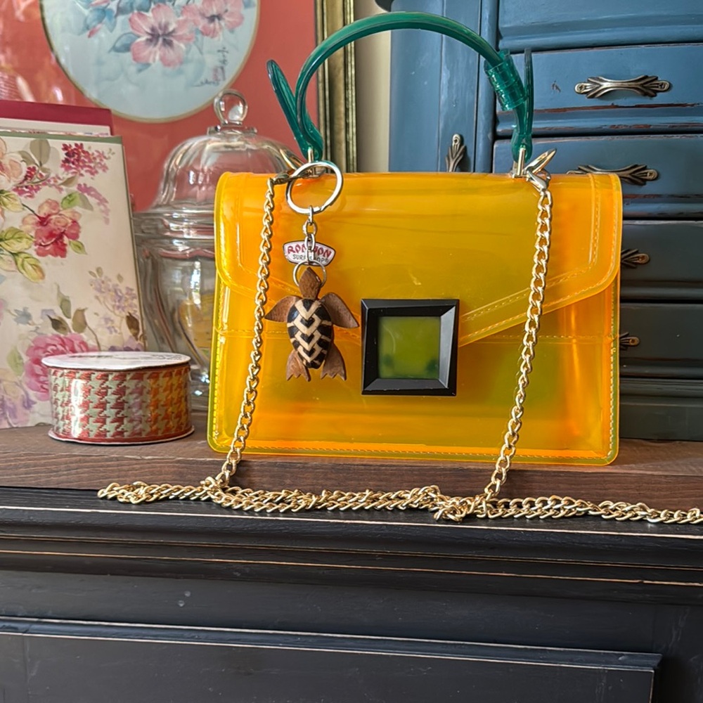 💛⭐️🌙🌼🐥Transparent Yellow and Green Handbag